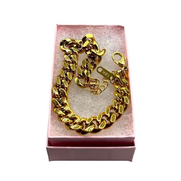 18K Gold Plated big bold chain bracelet - Picture 1 of 8